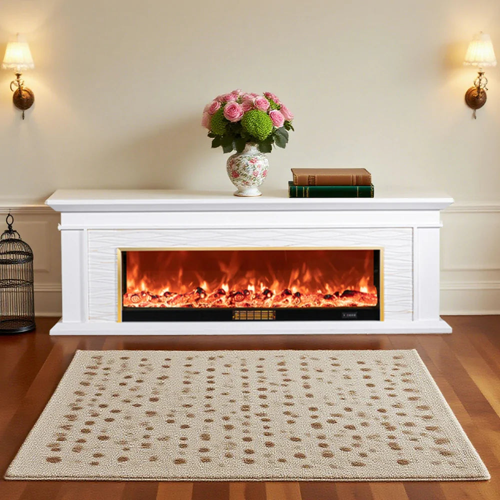 LIVARA 726 Cabinet 3D TV Options Core White Wood Electric 180cm Fireplace Flame Solid Dual Control, Effect, Remote Frame, - 12W/750-1500W