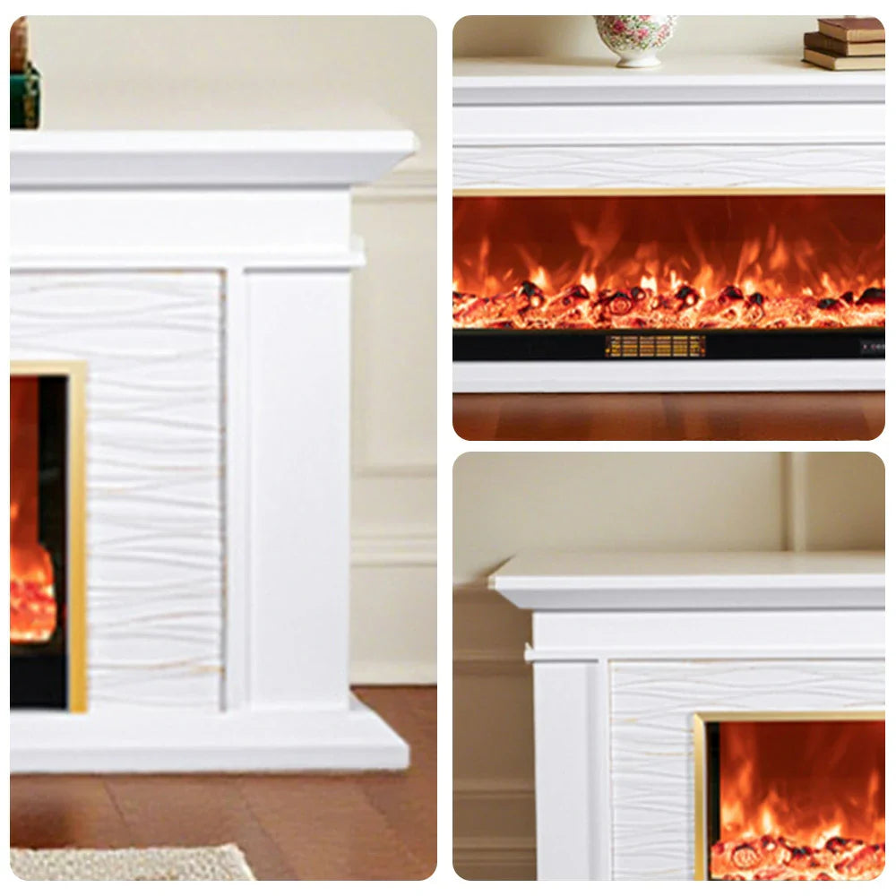 LIVARA 726 Cabinet 3D TV Options Core White Wood Electric 180cm Fireplace Flame Solid Dual Control, Effect, Remote Frame, - 12W/750-1500W