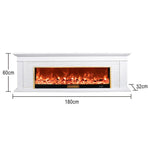 LIVARA 726 Cabinet 3D TV Options Core White Wood Electric 180cm Fireplace Flame Solid Dual Control, Effect, Remote Frame, - 12W/750-1500W