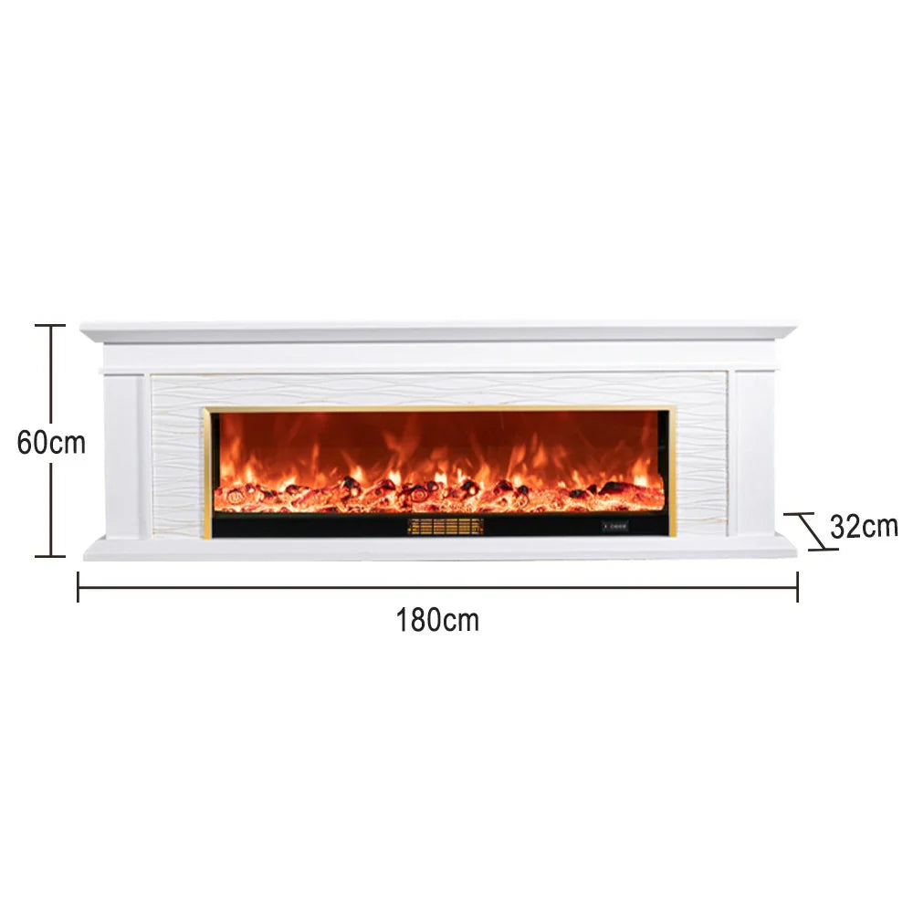 LIVARA 726 Cabinet 3D TV Options Core White Wood Electric 180cm Fireplace Flame Solid Dual Control, Effect, Remote Frame, - 12W/750-1500W