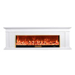 LIVARA 726 Cabinet 3D TV Options Core White Wood Electric 180cm Fireplace Flame Solid Dual Control, Effect, Remote Frame, - 12W/750-1500W