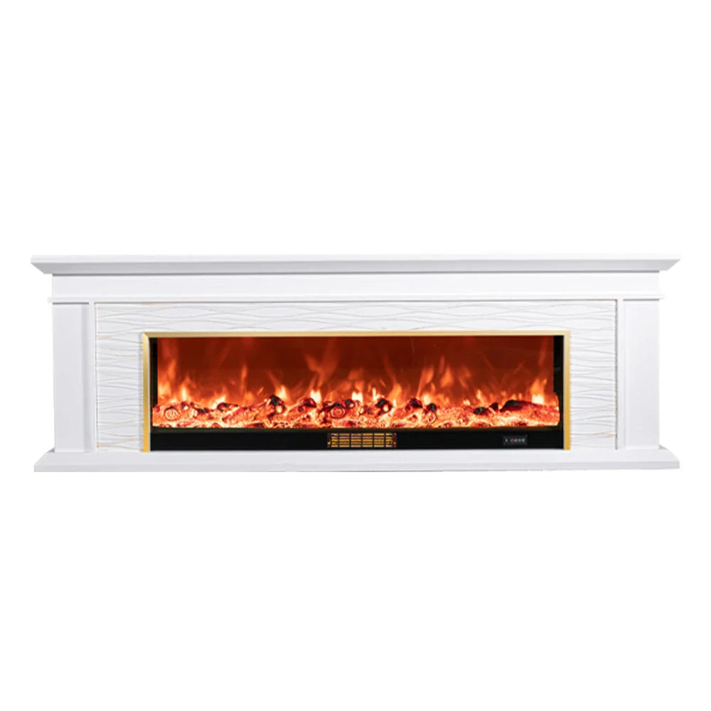 LIVARA 726 Cabinet 3D TV Options Core White Wood Electric 180cm Fireplace Flame Solid Dual Control, Effect, Remote Frame, - 12W/750-1500W