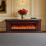 LIVARA 742 12W/750-1500W Options Wood Cabinet Core Solid 3D TV Remote Fireplace 180cm Frame, - Control, - Flame Electric Dual Effect, Brown