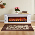 LIVARA 742 Fireplace 180cm Electric Dual Cabinet 3D - Solid Options Remote Effect, Control, Wood Frame, Flame - 12W/750-1500W TV Core White