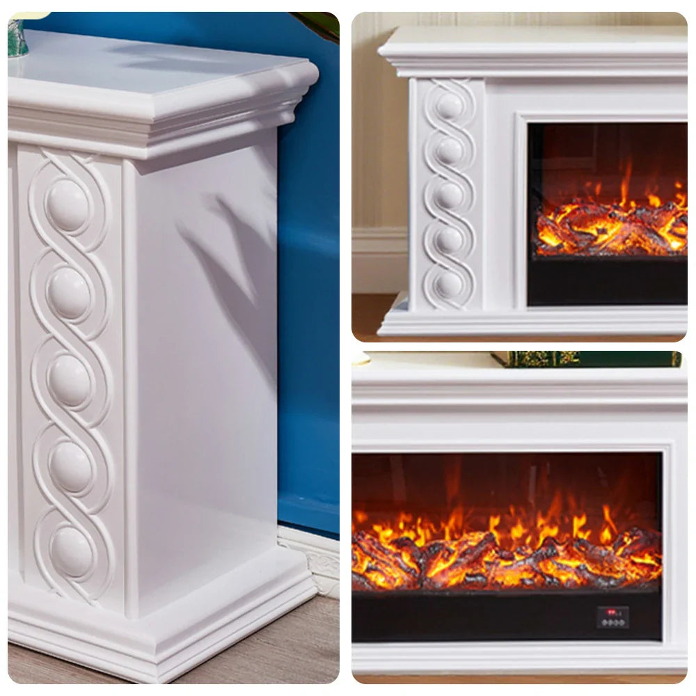 LIVARA 742 Fireplace 180cm Electric Dual Cabinet 3D - Solid Options Remote Effect, Control, Wood Frame, Flame - 12W/750-1500W TV Core White