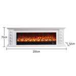 LIVARA 742 Fireplace 180cm Electric Dual Cabinet 3D - Solid Options Remote Effect, Control, Wood Frame, Flame - 12W/750-1500W TV Core White