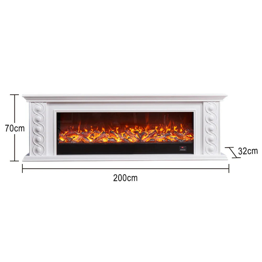 LIVARA 742 Fireplace 180cm Electric Dual Cabinet 3D - Solid Options Remote Effect, Control, Wood Frame, Flame - 12W/750-1500W TV Core White
