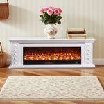 LIVARA 742 Fireplace 180cm Electric Dual Cabinet 3D - Solid Options Remote Effect, Control, Wood Frame, Flame - 12W/750-1500W TV Core White