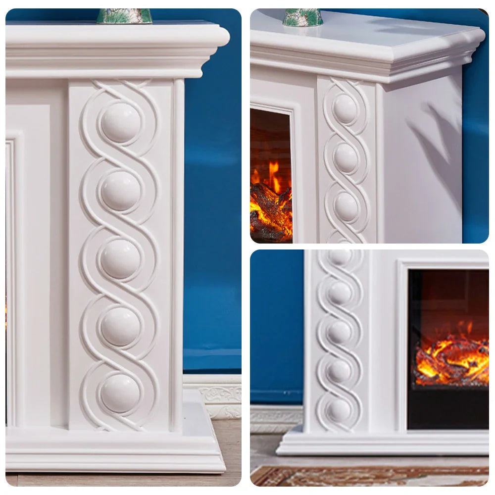 LIVARA 742 Fireplace 180cm Electric Dual Cabinet 3D - Solid Options Remote Effect, Control, Wood Frame, Flame - 12W/750-1500W TV Core White