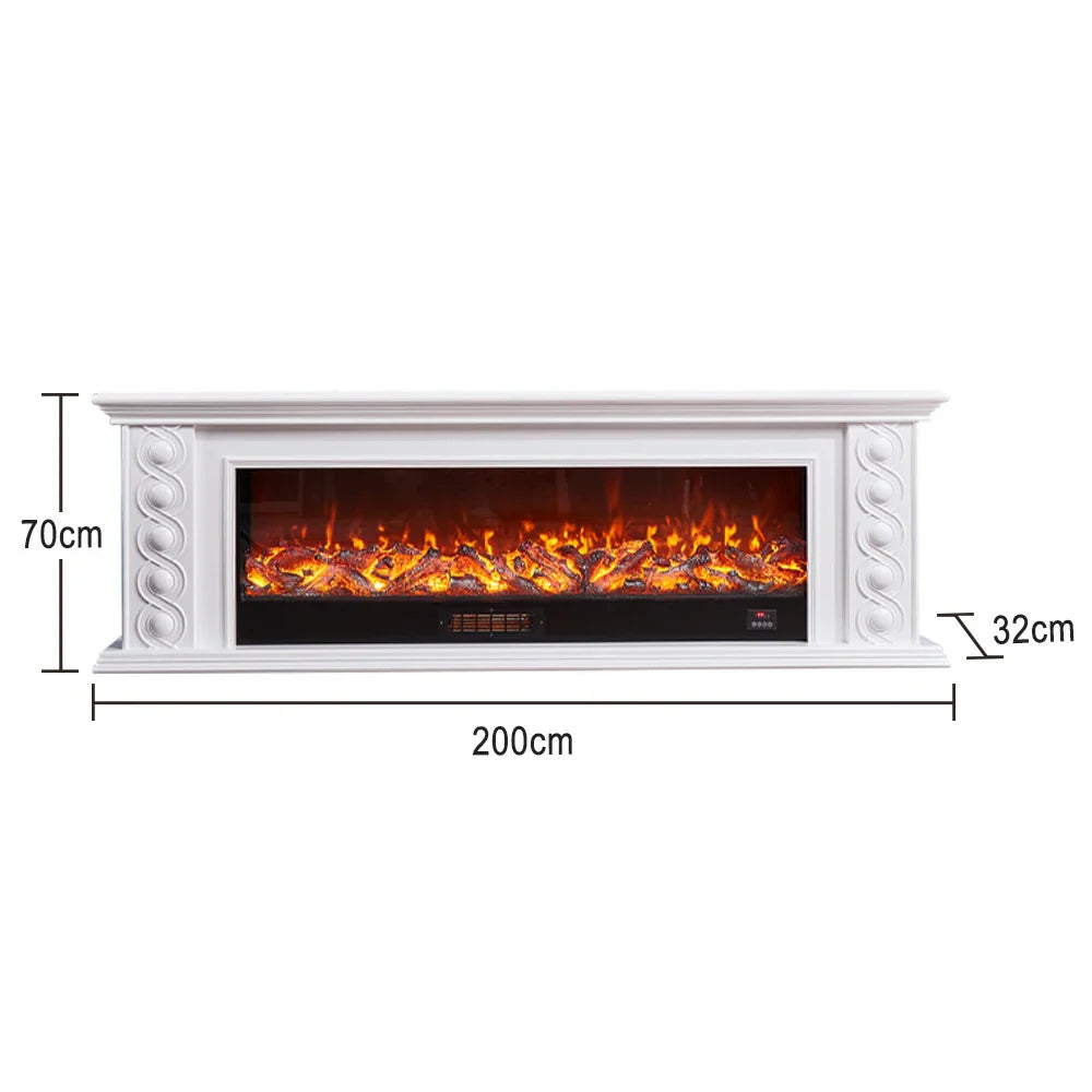 LIVARA 742 Fireplace 180cm Electric Dual Cabinet 3D - Solid Options Remote Effect, Control, Wood Frame, Flame - 12W/750-1500W TV Core White