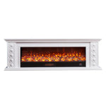 LIVARA 742 Fireplace 180cm Electric Dual Cabinet 3D - Solid Options Remote Effect, Control, Wood Frame, Flame - 12W/750-1500W TV Core White