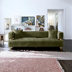 LUXORA Sofa - Chenille Fabric Upholstery, Solid Wood Frame, Gold Stainless Steel Legs, Modern Design - Green