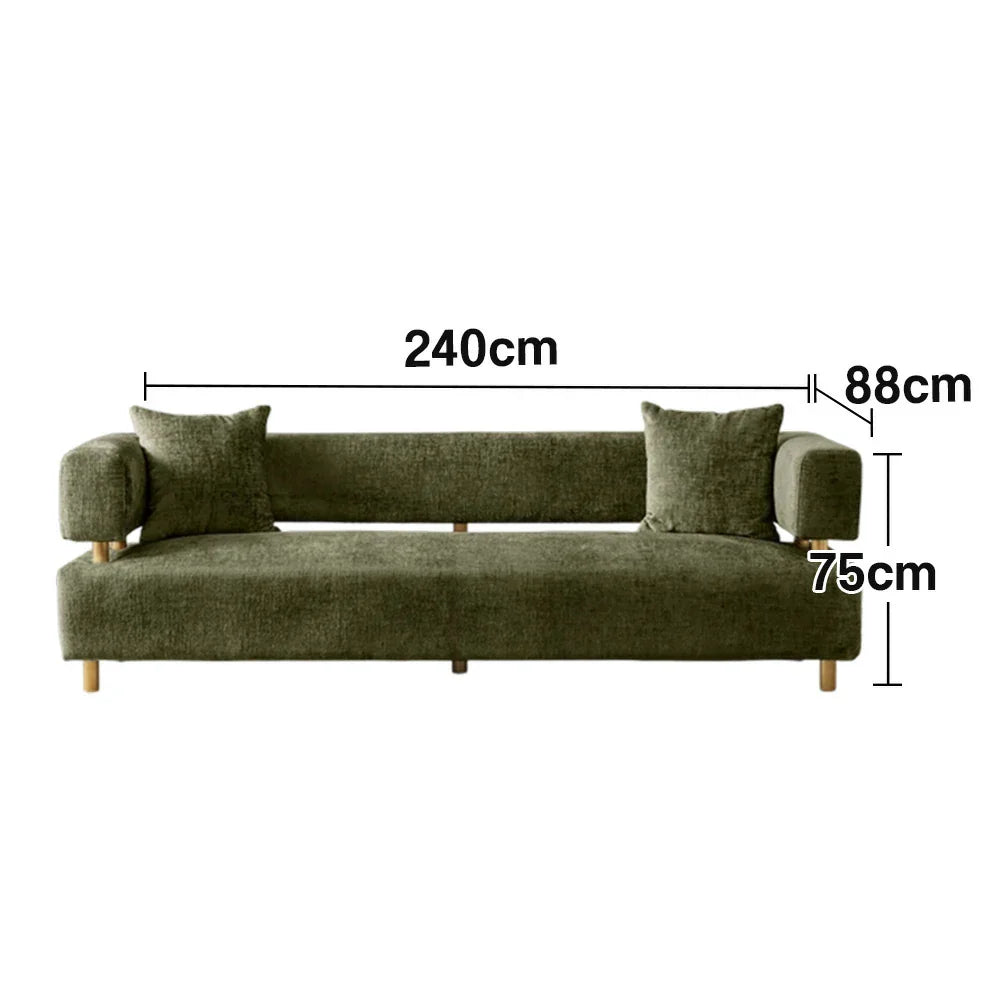 LUXORA Sofa - Chenille Fabric Upholstery, Solid Wood Frame, Gold Stainless Steel Legs, Modern Design - Green