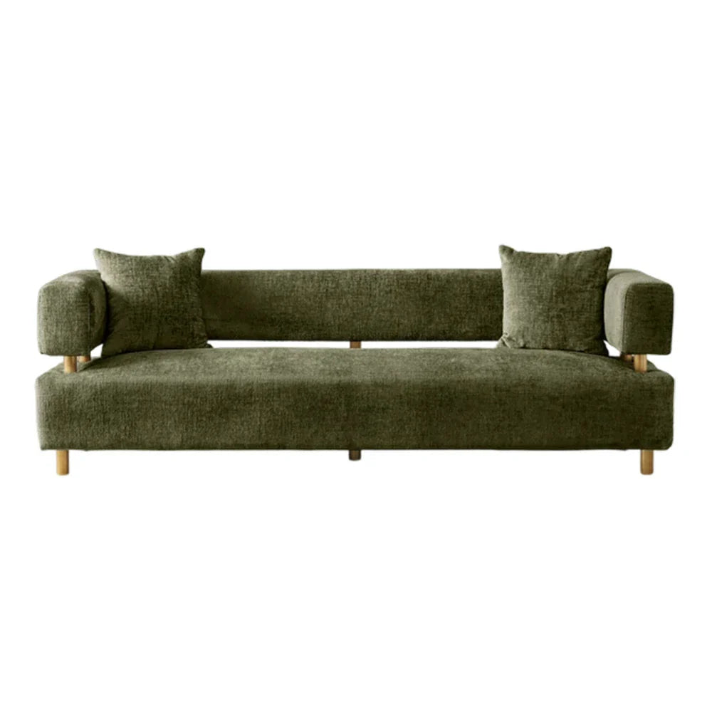 LUXORA Sofa - Chenille Fabric Upholstery, Solid Wood Frame, Gold Stainless Steel Legs, Modern Design - Green