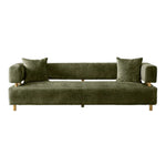 LUXORA Sofa - Chenille Fabric Upholstery, Solid Wood Frame, Gold Stainless Steel Legs, Modern Design - Green