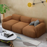 LUXORA Sofa - High-Density Memory Foam, Faux Lambswool Upholstery, Russian Larch Wood Frame, Modern Look - Brown