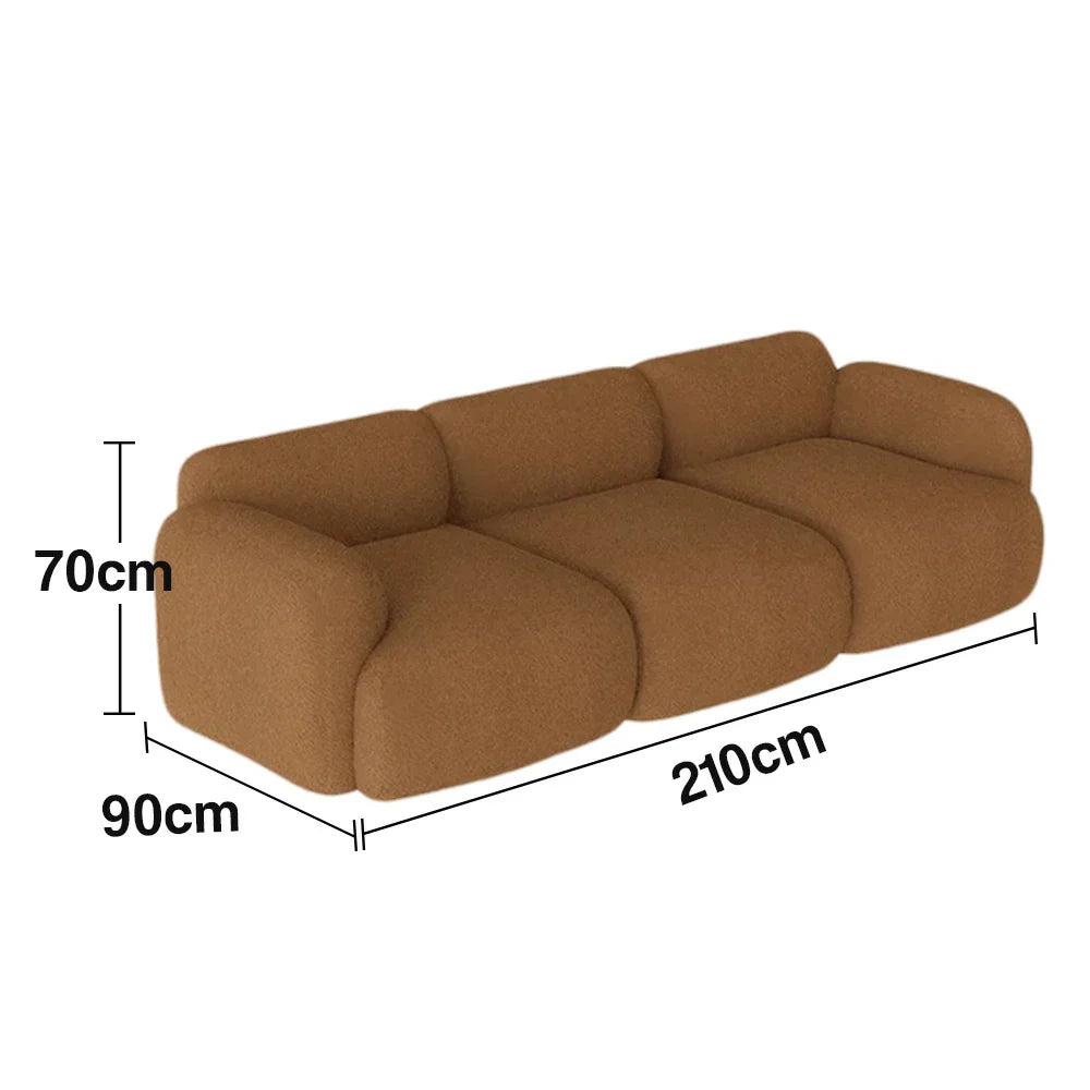 LUXORA Sofa - High-Density Memory Foam, Faux Lambswool Upholstery, Russian Larch Wood Frame, Modern Look - Brown
