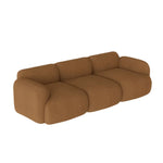 LUXORA Sofa - High-Density Memory Foam, Faux Lambswool Upholstery, Russian Larch Wood Frame, Modern Look - Brown