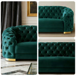 LUXORA Modern Velvet Sofa - Soft Fabric, Gold Stainless Steel Legs, High-Density Foam, Curved Backrest - Blue