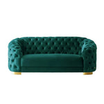 LUXORA Modern Velvet Sofa - Soft Fabric, Gold Stainless Steel Legs, High-Density Foam, Curved Backrest - Blue