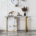 LUXORA 140/160cm Dining Table - Ultra-Slim Premium Sintered Stone Top with Carbon Steel Frame - Gold & White