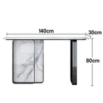 LUXORA 140/160cm Dining Table - Ultra-Slim Premium Sintered Stone Top with Carbon Steel Frame - Silver & White