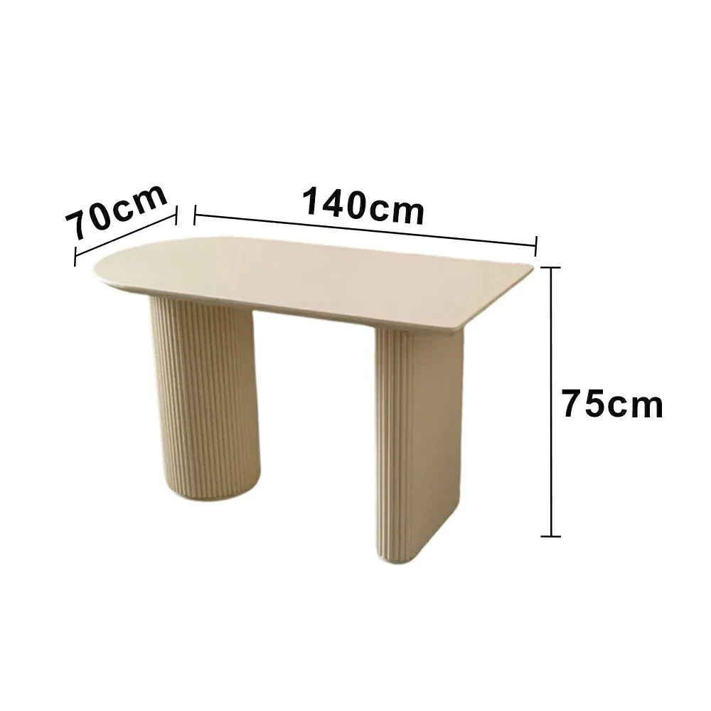 LUXORA 140/160cm Cream Style Solid Wood Dining Table - Soft Rounded Edge Design Sculptural Legs Stable & Elegant for Modern Homes - Cream