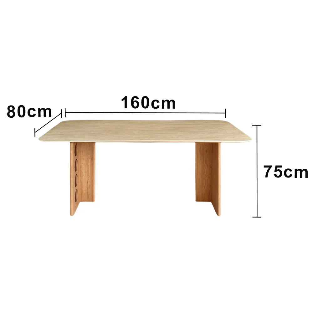 LUXORA 140/160cm Solid Wood Dining Table - Wide Rectangular Tabletop Stable Thick-Leg Design Ideal for Family Dining & Modern Homes - Natural Wood