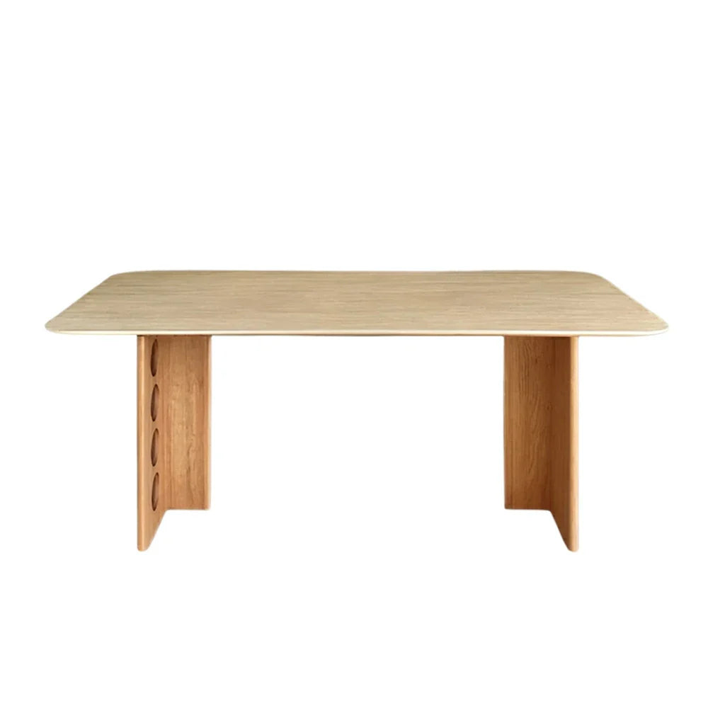 LUXORA 140/160cm Solid Wood Dining Table - Wide Rectangular Tabletop Stable Thick-Leg Design Ideal for Family Dining & Modern Homes - Natural Wood