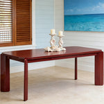 LUXORA 140/160cm Solid Wood Dining Table - Rounded Edge Design Stable Thick Legs Modern Artistic Table for Dining & Living Spaces - Wine Red