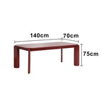 LUXORA 140/160cm Solid Wood Dining Table - Rounded Edge Design Stable Thick Legs Modern Artistic Table for Dining & Living Spaces - Wine Red