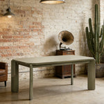 LUXORA 140/160cm Solid Wood Dining Table - Rounded Edge Design Stable Thick Legs Modern Artistic Table for Dining & Living Spaces - Green