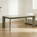 LUXORA 140/160cm Solid Wood Dining Table - Rounded Edge Design Stable Thick Legs Modern Artistic Table for Dining & Living Spaces - Green
