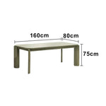 LUXORA 140/160cm Solid Wood Dining Table - Rounded Edge Design Stable Thick Legs Modern Artistic Table for Dining & Living Spaces - Green