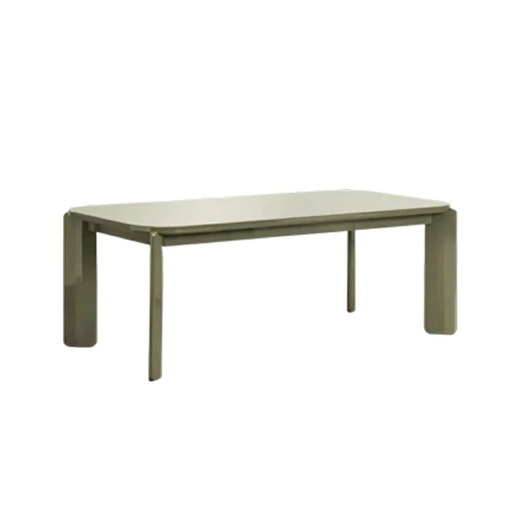 LUXORA 140/160cm Solid Wood Dining Table - Rounded Edge Design Stable Thick Legs Modern Artistic Table for Dining & Living Spaces - Green