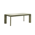 LUXORA 140/160cm Solid Wood Dining Table - Rounded Edge Design Stable Thick Legs Modern Artistic Table for Dining & Living Spaces - Green