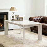 LUXORA 140/160cm Solid Wood Dining Table - Rounded Edge Design Stable Thick Legs Modern Artistic Table for Dining & Living Spaces - Beige