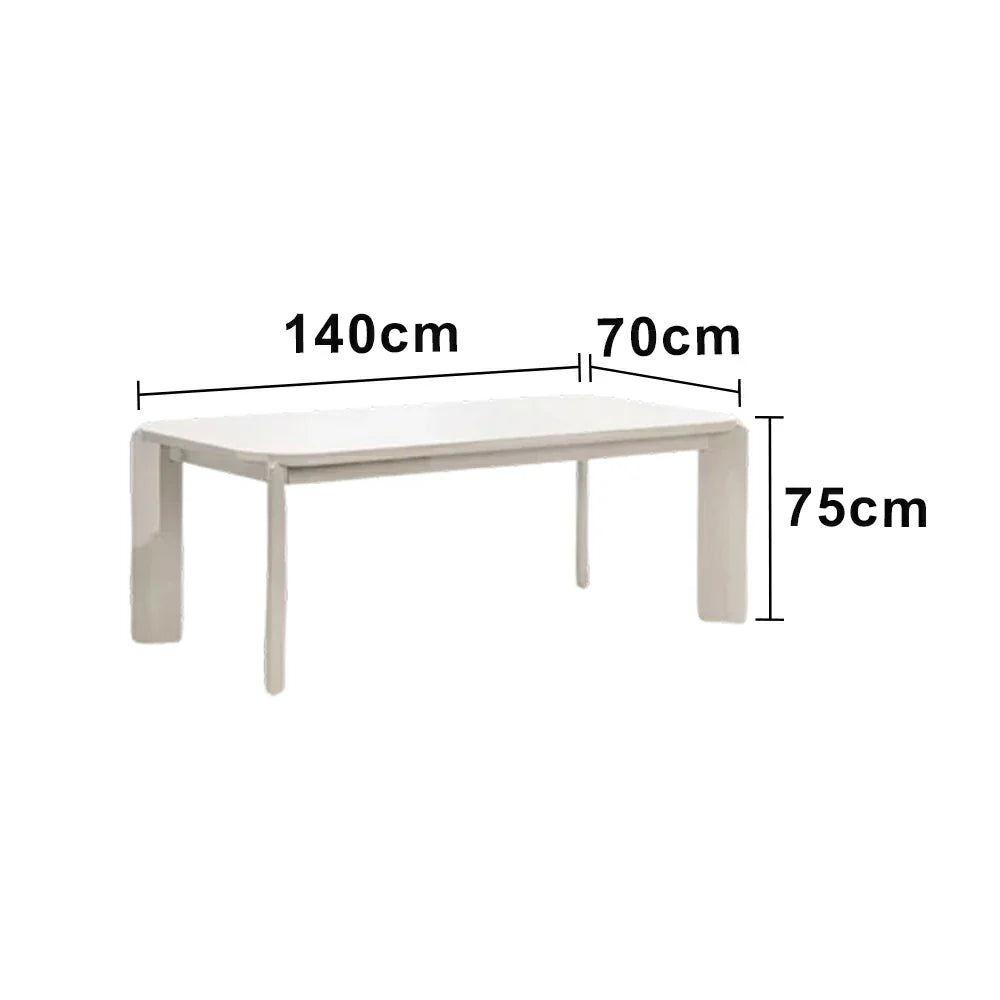LUXORA 140/160cm Solid Wood Dining Table - Rounded Edge Design Stable Thick Legs Modern Artistic Table for Dining & Living Spaces - Beige