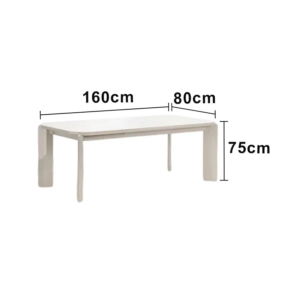 LUXORA 140/160cm Solid Wood Dining Table - Rounded Edge Design Stable Thick Legs Modern Artistic Table for Dining & Living Spaces - Beige