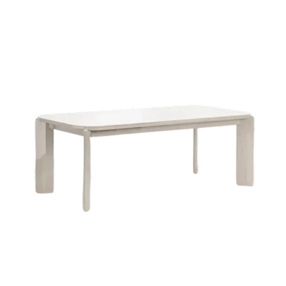 LUXORA 140/160cm Solid Wood Dining Table - Rounded Edge Design Stable Thick Legs Modern Artistic Table for Dining & Living Spaces - Beige