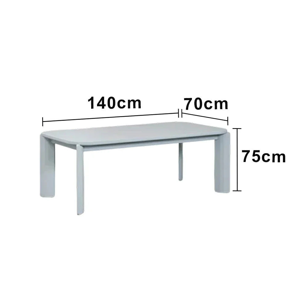 LUXORA 140/160cm Solid Wood Dining Table - Rounded Edge Design Stable Thick Legs Modern Artistic Table for Dining & Living Spaces - Blue