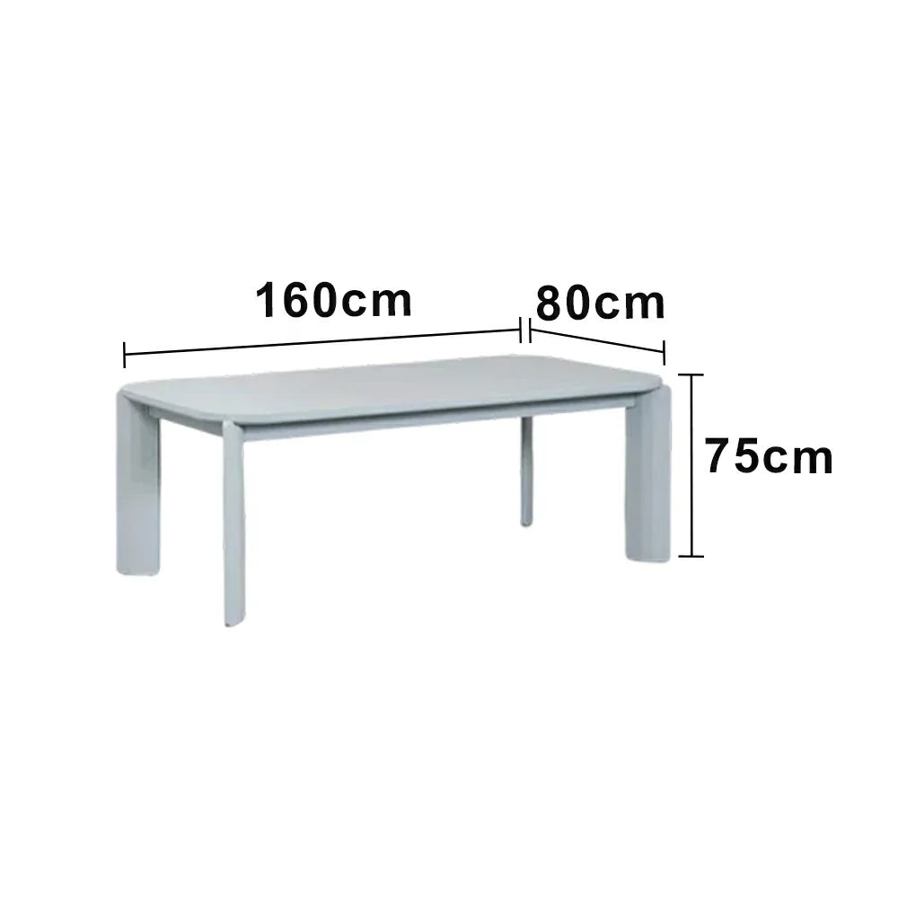 LUXORA 140/160cm Solid Wood Dining Table - Rounded Edge Design Stable Thick Legs Modern Artistic Table for Dining & Living Spaces - Blue