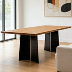 LUXORA 140/160cm New Zealand Pine Solid Wood Dining Table - Minimalist Vintage Style Thick Stable Legs Versatile Dining & Work Table - Walnut