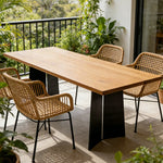 LUXORA 140/160cm New Zealand Pine Solid Wood Dining Table - Minimalist Vintage Style Thick Stable Legs Versatile Dining & Work Table - Walnut