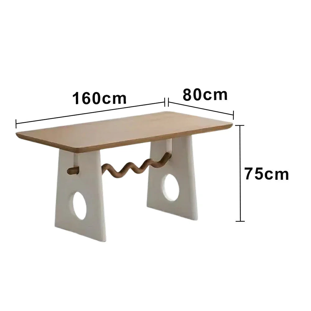 LUXORA 140/160cm New Zealand Pine Solid Wood Dining Table - Cream French Vintage Style Thick Stable Structure Designer Table for Dining & Living Spaces - Natural