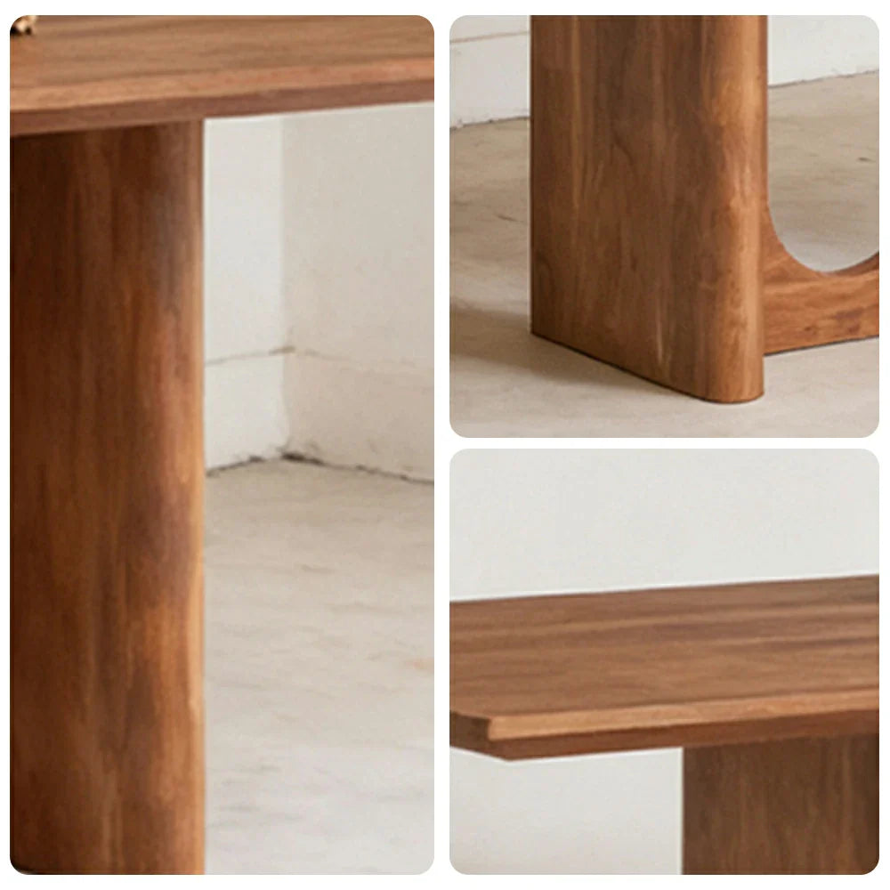 LUXORA 140/160cm New Zealand Pine Solid Wood Dining Table - Minimalist Arch Leg Design Thick Stable Structure Modern Table for Dining & Living Spaces - Natural