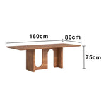 LUXORA 140/160cm New Zealand Pine Solid Wood Dining Table - Minimalist Arch Leg Design Thick Stable Structure Modern Table for Dining & Living Spaces - Natural
