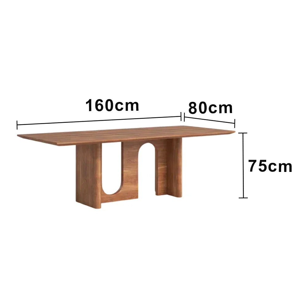 LUXORA 140/160cm New Zealand Pine Solid Wood Dining Table - Minimalist Arch Leg Design Thick Stable Structure Modern Table for Dining & Living Spaces - Natural