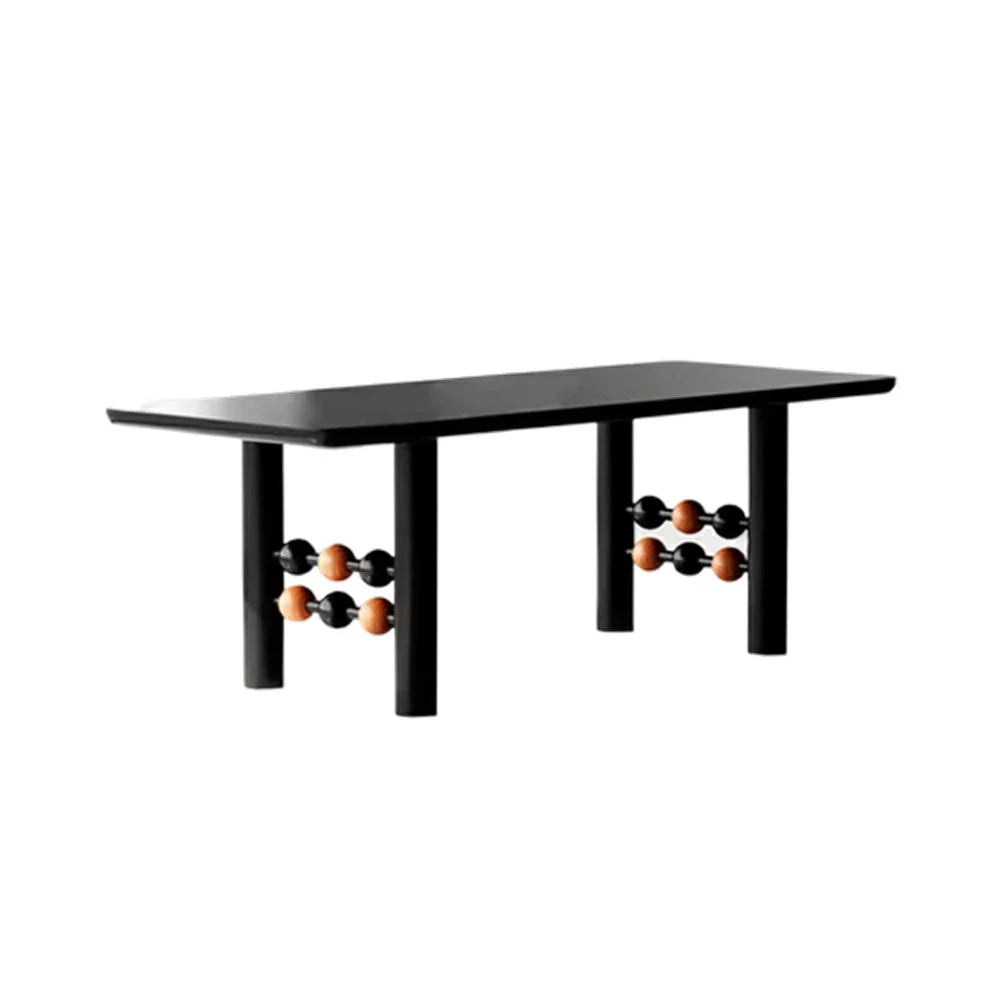 LUXORA 140/160cm Creative Rectangular Dining Table - Industrial Modern Design Sculptural Leg Structure Designer Table for Dining & Studio Spaces - Black