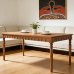LUXORA 140/160cm New Zealand Pine Solid Wood Dining Table - French Vintage Style Thick Solid Wood Top Stable Structure for Dining & Living Spaces - Walnut